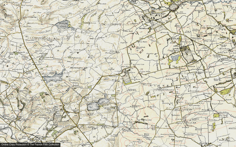 Old Map of Historic Map covering Bavington Mount in 1901-1903