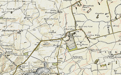Old map of Little Bavington in 1901-1903