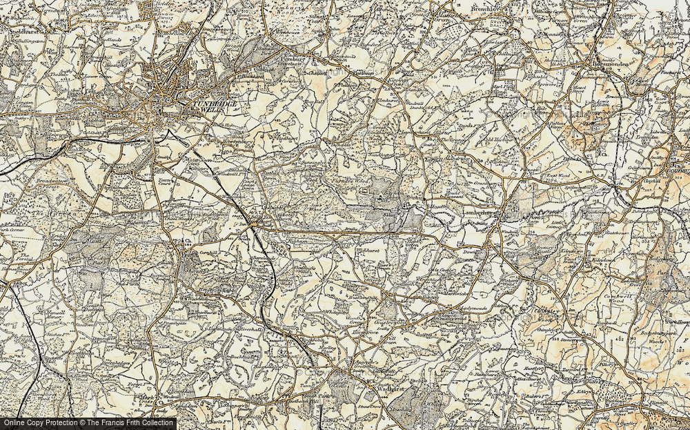 Old Map of Historic Map covering Tollslye in 1897-1898
