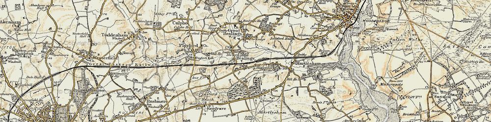 Old map of Little Bealings in 1898-1901