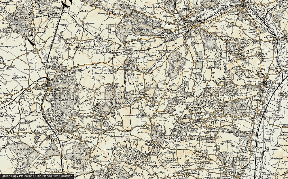 Old Map of Little Berkhamsted, 1898 in 1898