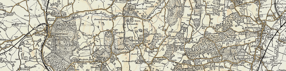Old map of Little Berkhamsted in 1898