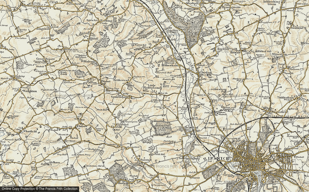 Old Map of Little Blakenham, 1899-1901 in 1899-1901