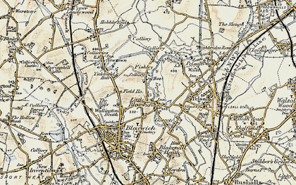 Old map of Little Bloxwich in 1902
