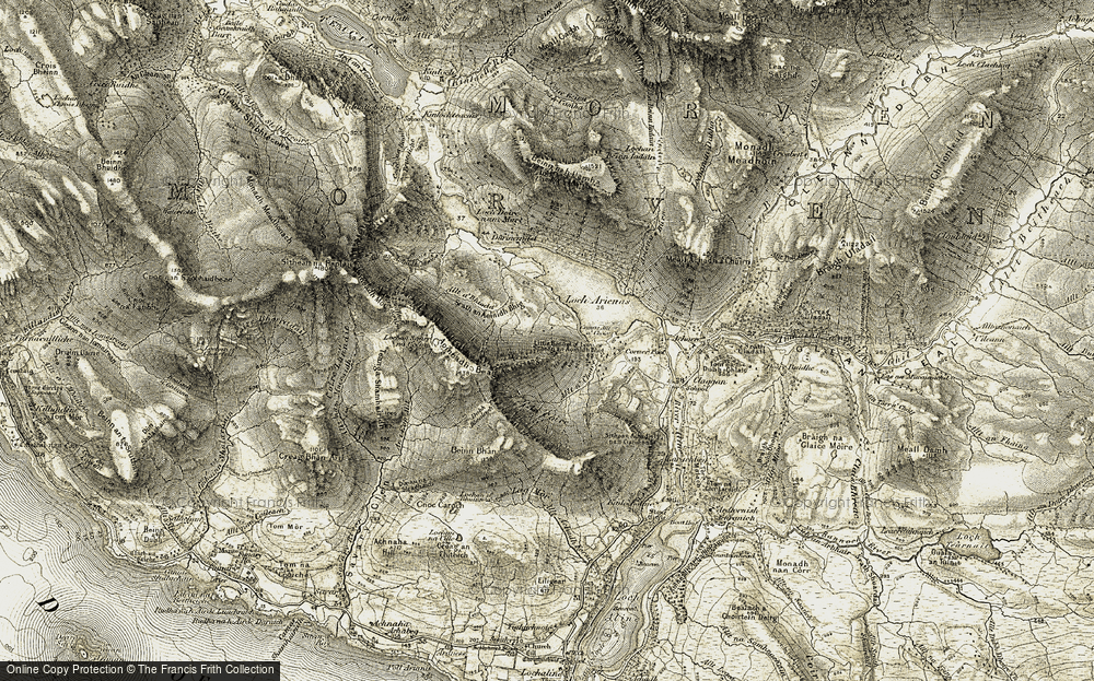 Old Map of Historic Map covering Acharn in 1906-1908