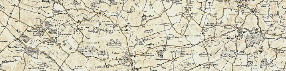 Old map of Little Bradley in 1899-1901