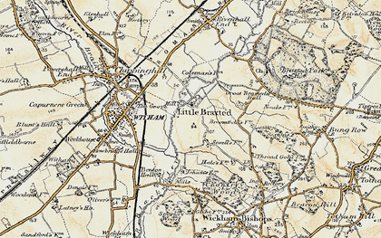 Old map of Little Braxted in 1898-1899
