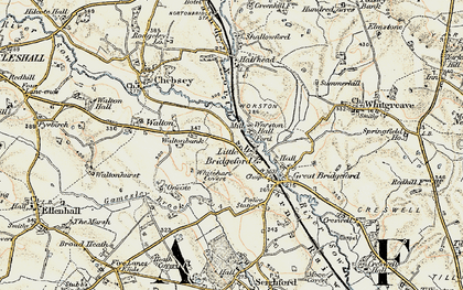 Old map of Little Bridgeford in 1902