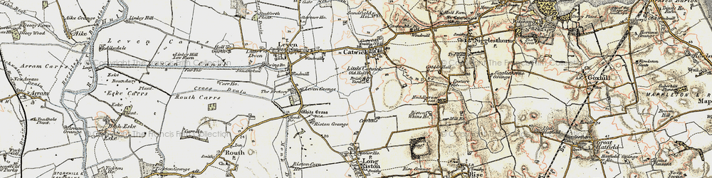 Old map of Riston Grange in 1903-1908