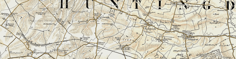 Old map of Little Catworth in 1901
