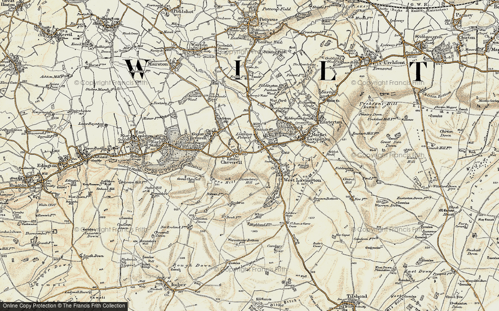 Old Map of Historic Map covering Dauntsey's School in 1898-1899