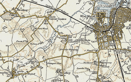 Old map of Little Coates in 1903-1908