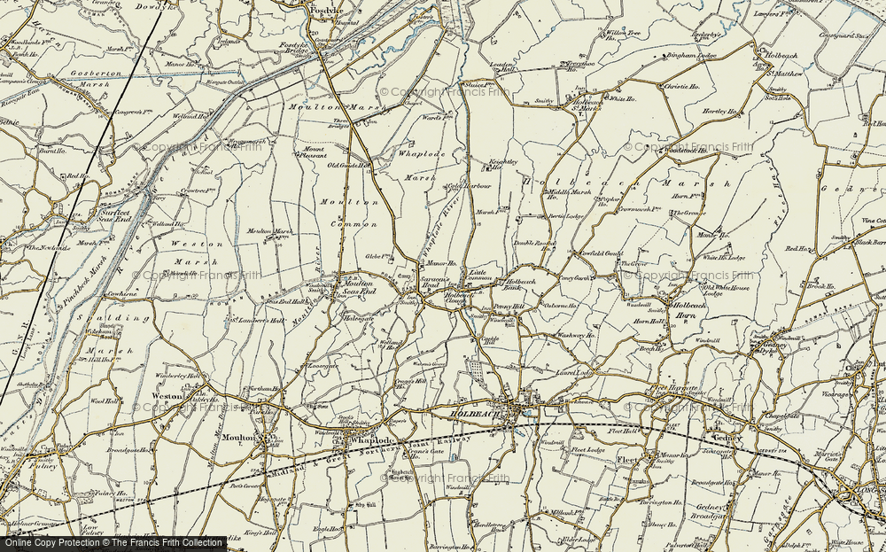 Old Map of Historic Map covering Whaplode Manor in 1901-1902