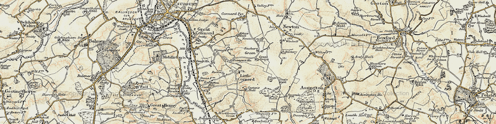 Old map of Little Cornard in 1898-1901