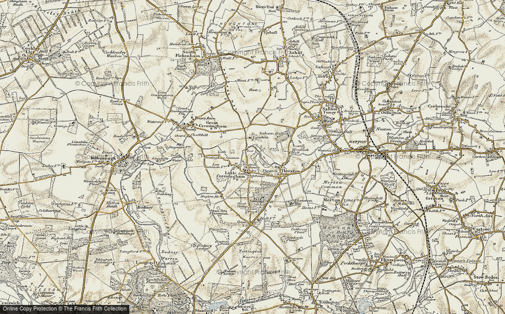 Old Map of Little Cressingham, 1901-1902 in 1901-1902
