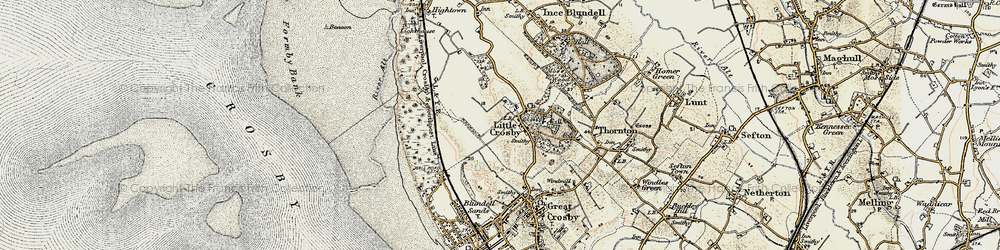Old map of Little Crosby in 1902-1903