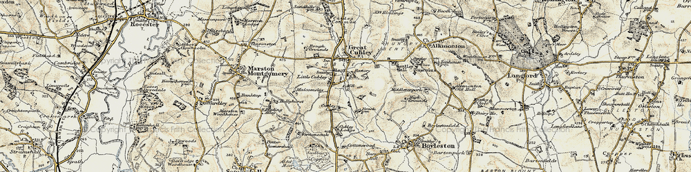 Old map of Little Cubley in 1902