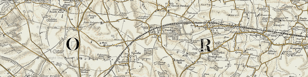 Old map of Little Dunham in 1901-1902