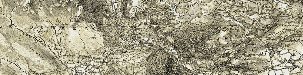 Old map of Little Dunkeld in 1907-1908
