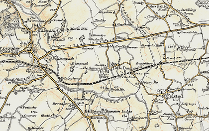 Old map of Bourchiers in 1898-1899