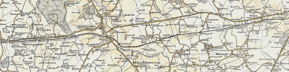 Old map of Little Dunmow in 1898-1899