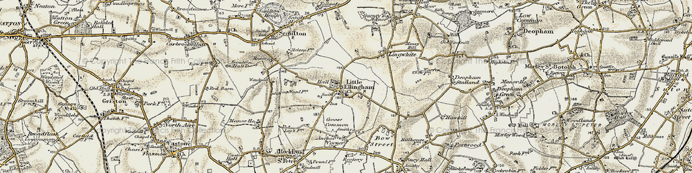 Old map of Little Ellingham in 1901-1902