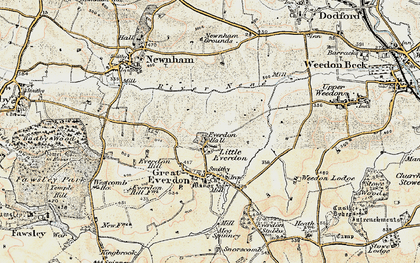 Old map of Everdon Hall in 1898-1901