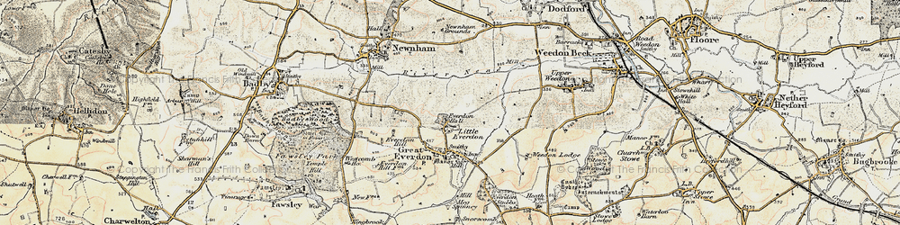 Old map of Everdon Hall in 1898-1901