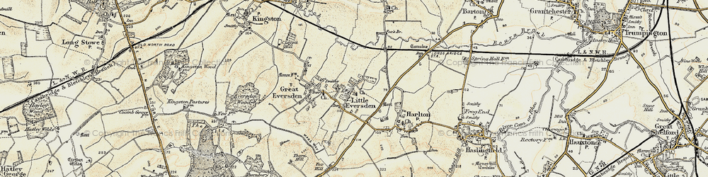 Old map of Little Eversden in 1899-1901
