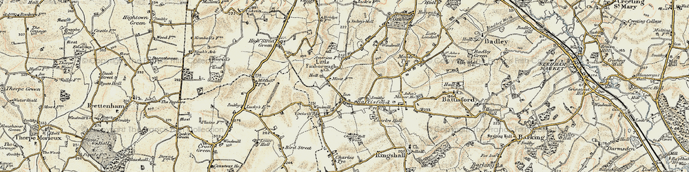 Old map of Little Finborough in 1899-1901
