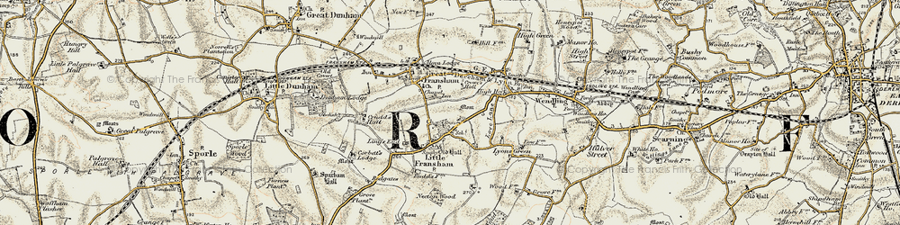 Old map of Little Fransham in 1901-1902