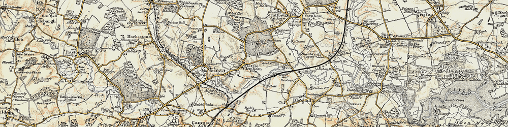 Old map of Little Glemham in 1898-1901