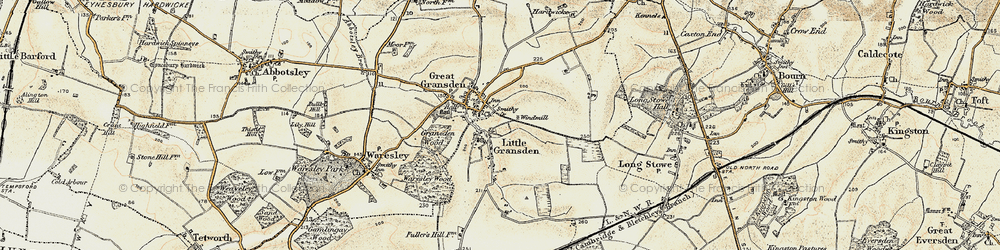 Old map of Little Gransden in 1898-1901
