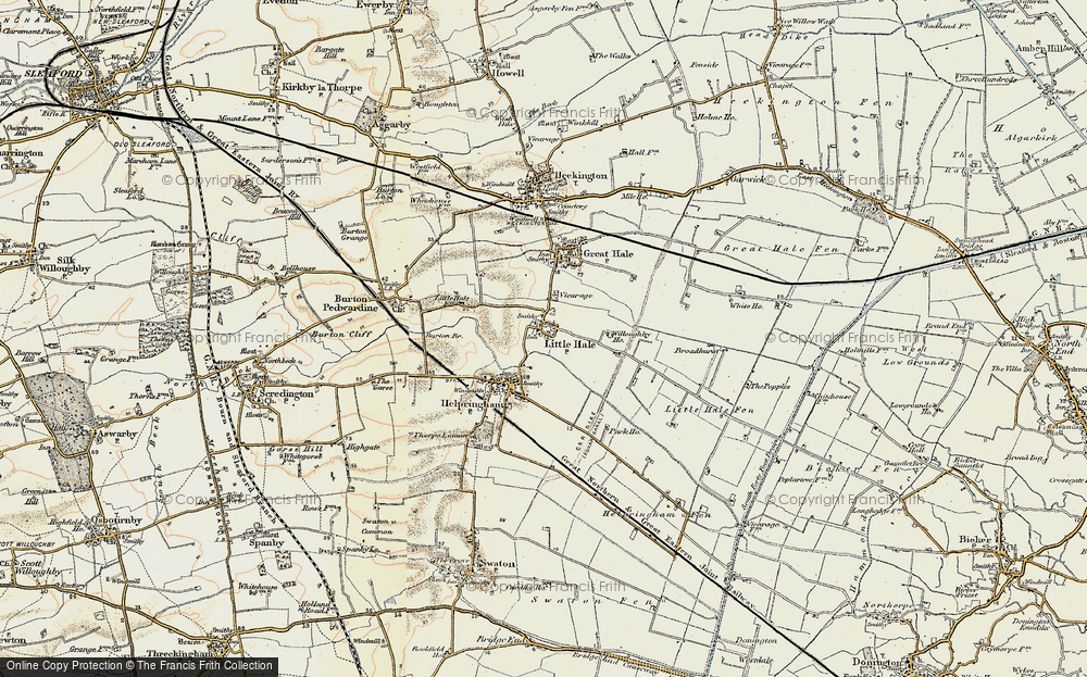 Old Map of Historic Map covering Little Hale Fen in 1902-1903