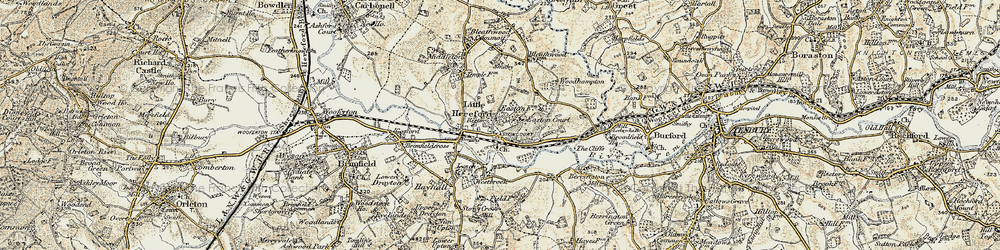 Old map of Little Hereford in 1901-1902