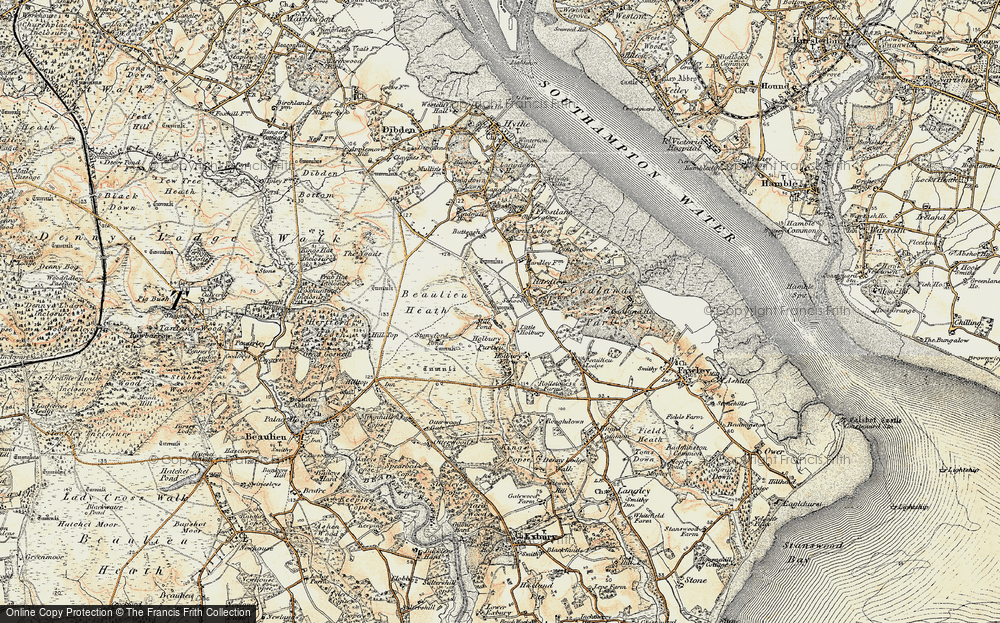 Old Map of Historic Map covering Holbury Purlieu in 1897-1909