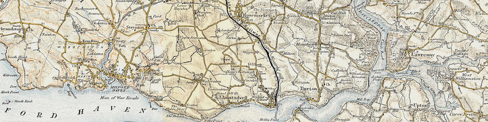 Old map of Little Honeyborough in 1901-1912