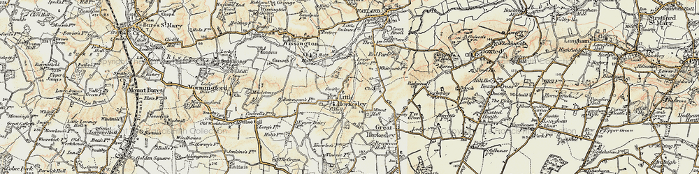 Old map of Little Horkesley in 1898-1899