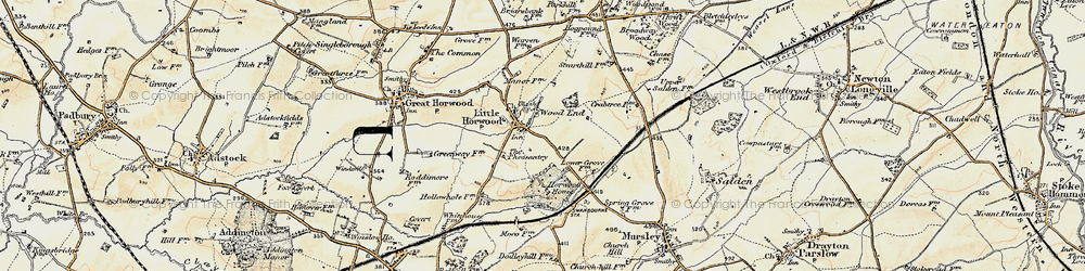 Old map of Little Horwood in 1898