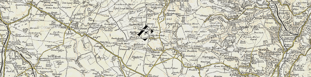 Old map of Little Hucklow in 1902-1903