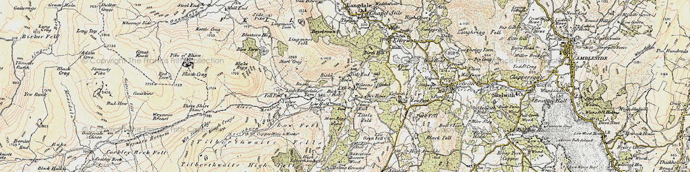 Old map of Lingmoor Fell in 1903-1904