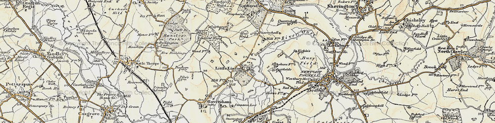Old map of Little Linford in 1898-1901
