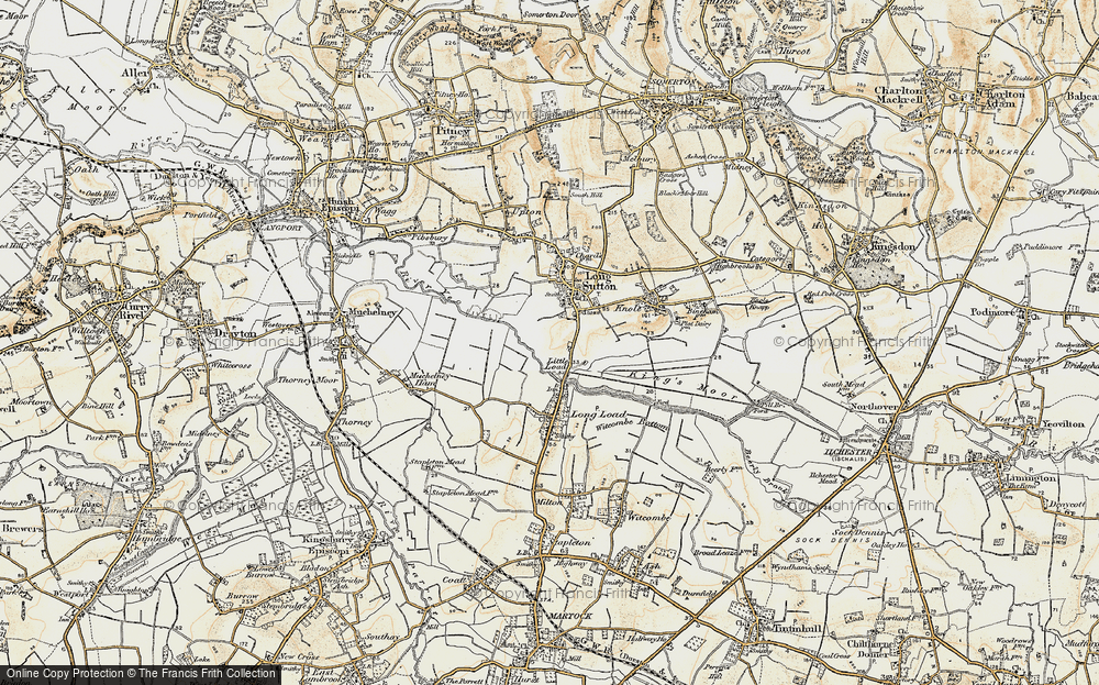 Old Map of Historic Map covering Wet Moor in 1898-1900