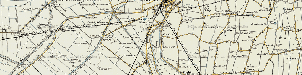 Old map of Spalding Common in 1901-1903