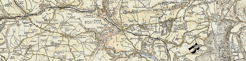Old map of Little Longstone in 1902-1903
