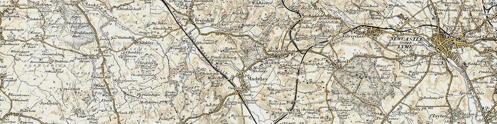 Old map of Little Madeley in 1902
