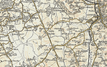 Old map of Preston Cross in 1899-1901