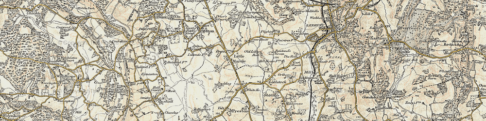 Old map of Preston Cross in 1899-1901