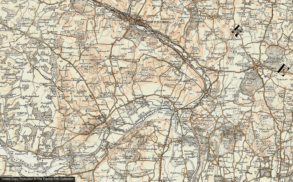 Old Map of Historic Map covering Bloom Wood in 1897-1898