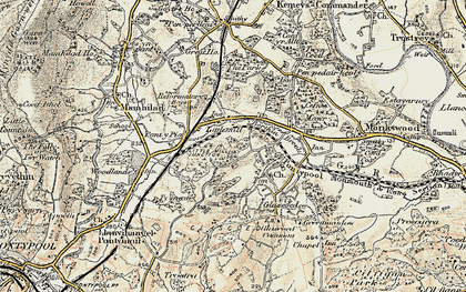 Old map of Little Mill in 1899-1900